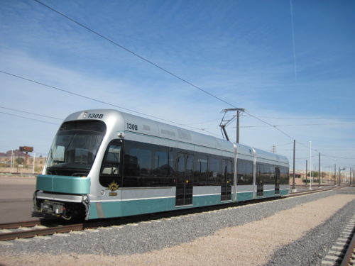 Rail car on tracks