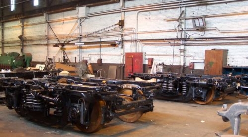 Rail car undergoing repairs at DCC facilities